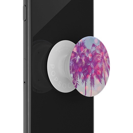 Mobile accessory expanding hand-grip and stand Popsocket in pastel palm trees