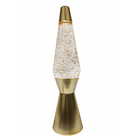 Lava Lamp Bullet UK Plug Multicolour Glitter and Mat Gold Base