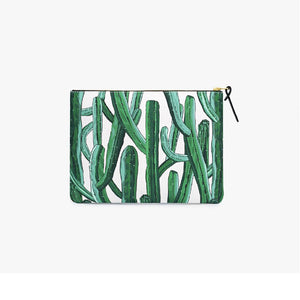 Large Pouch Wild Cactus Print Zipped