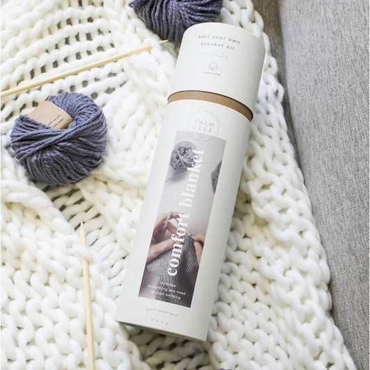 DISCONTINUED - Knitting gift set 'Comfort Blanket' Knit your own blanket DIY in blue