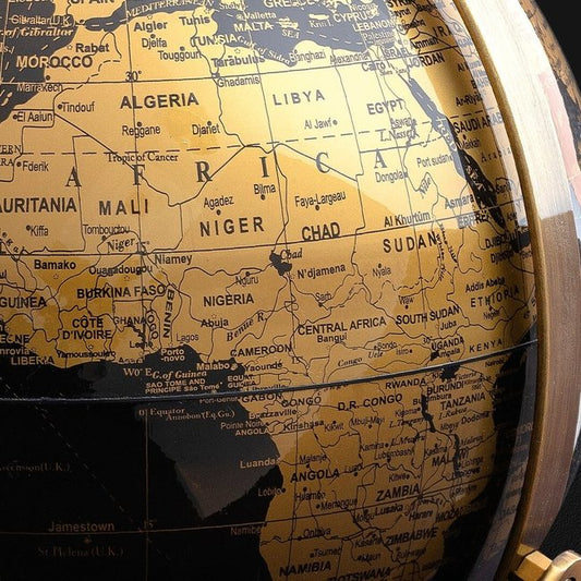 Globe Ornament Desk Double Axis Gold Black