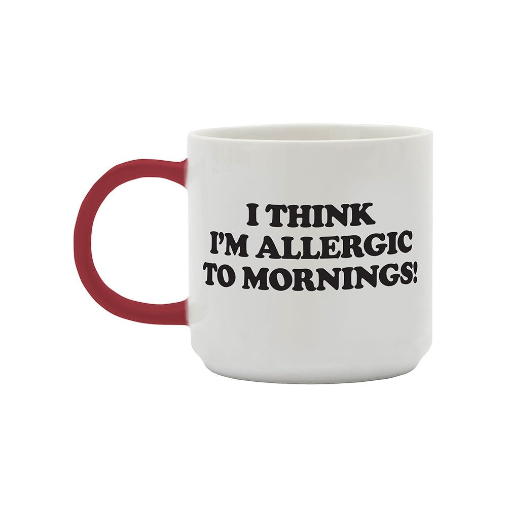 Mug with Peanuts Snoopy 'Allergic to mornings' in white