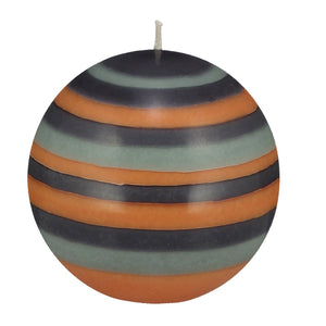 Candle Large Eco Ball Dark Grey, Light Grey and Orange Stripes