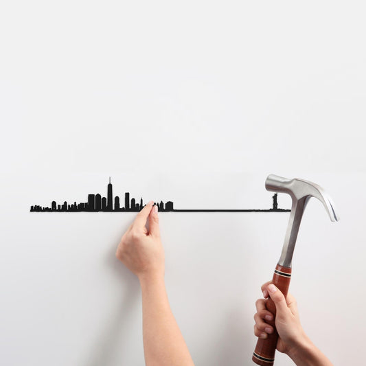 The Line Wall Art Decoration New York Skyline in Black Steel