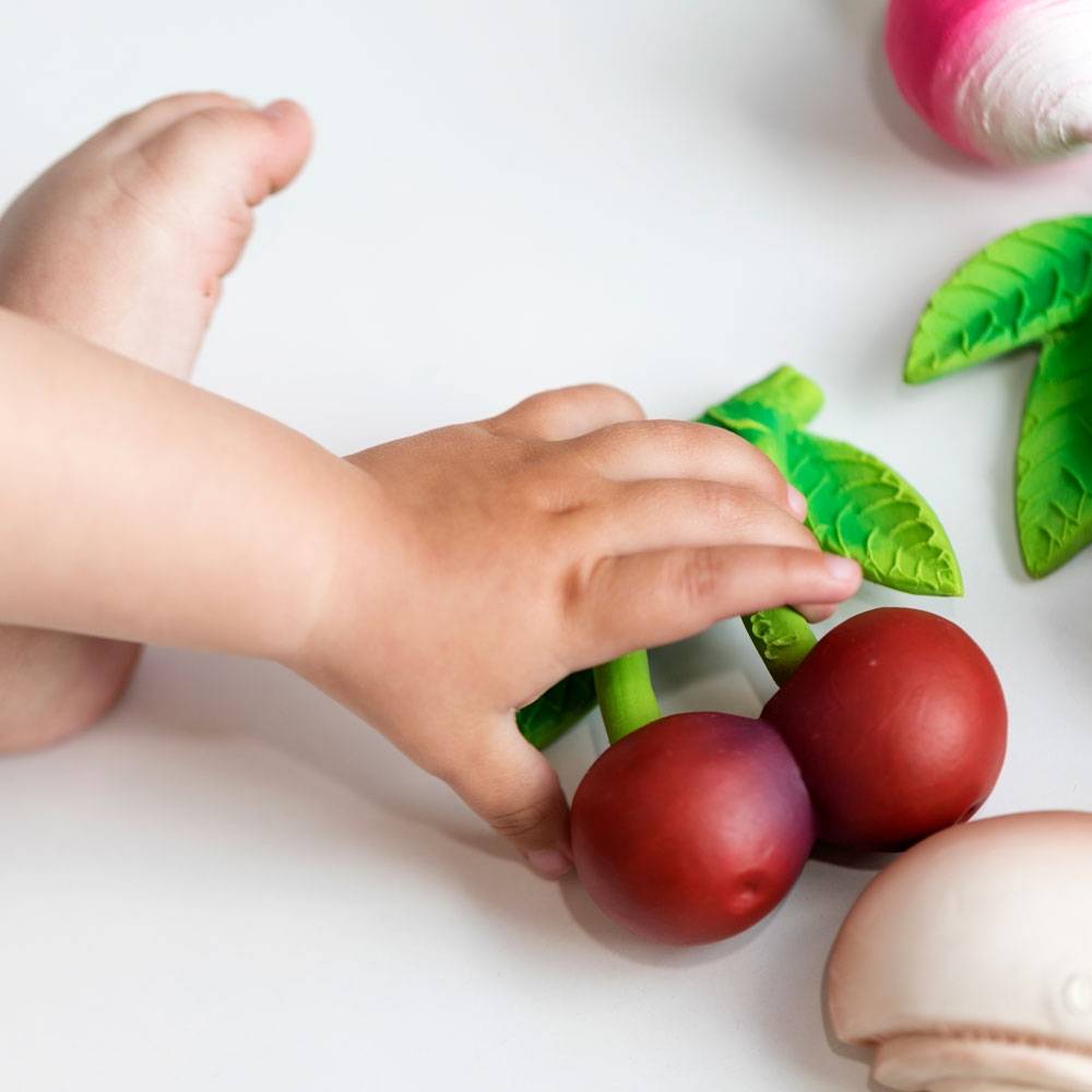 Baby Teether Toy Rubber Cherry Red