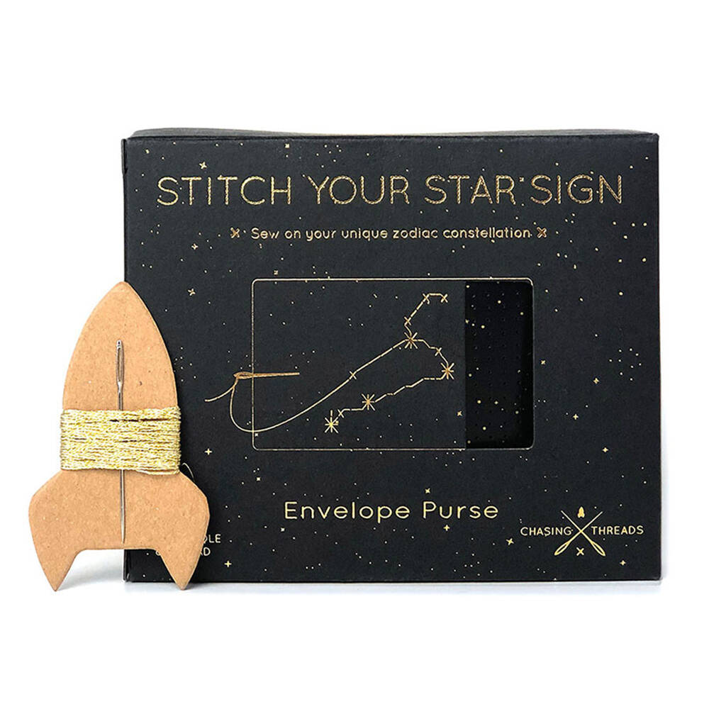 Coin Purse Stitch Your Zodiac Sign in Black