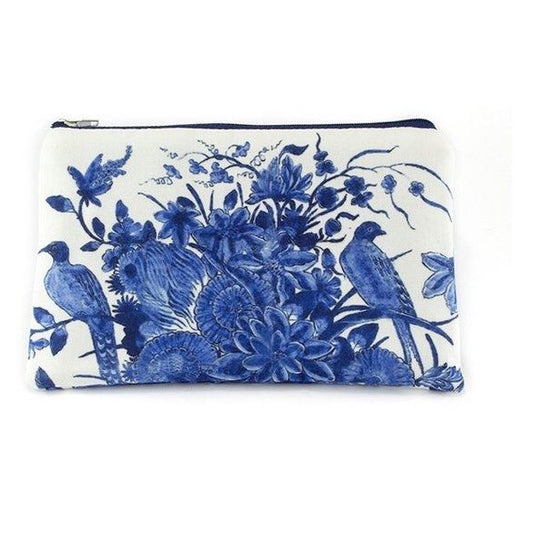 Make Up Bag Pencil Case Pouch Delft Birds Blue and White