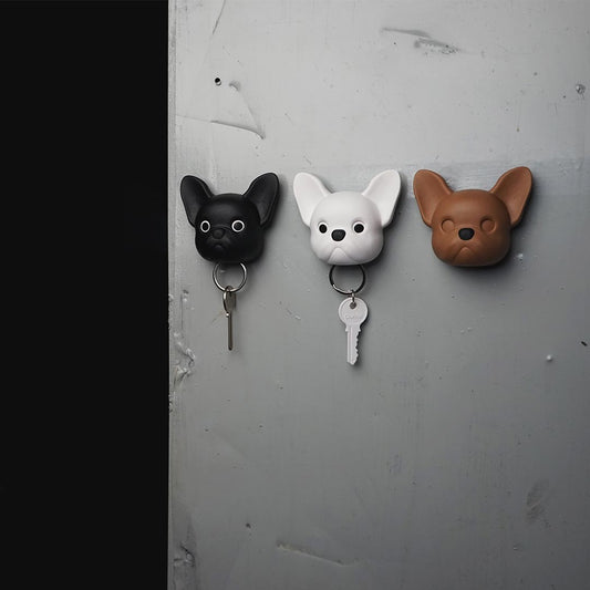 Dog Key Holder Wall Mounted Frenchy Dog in Black