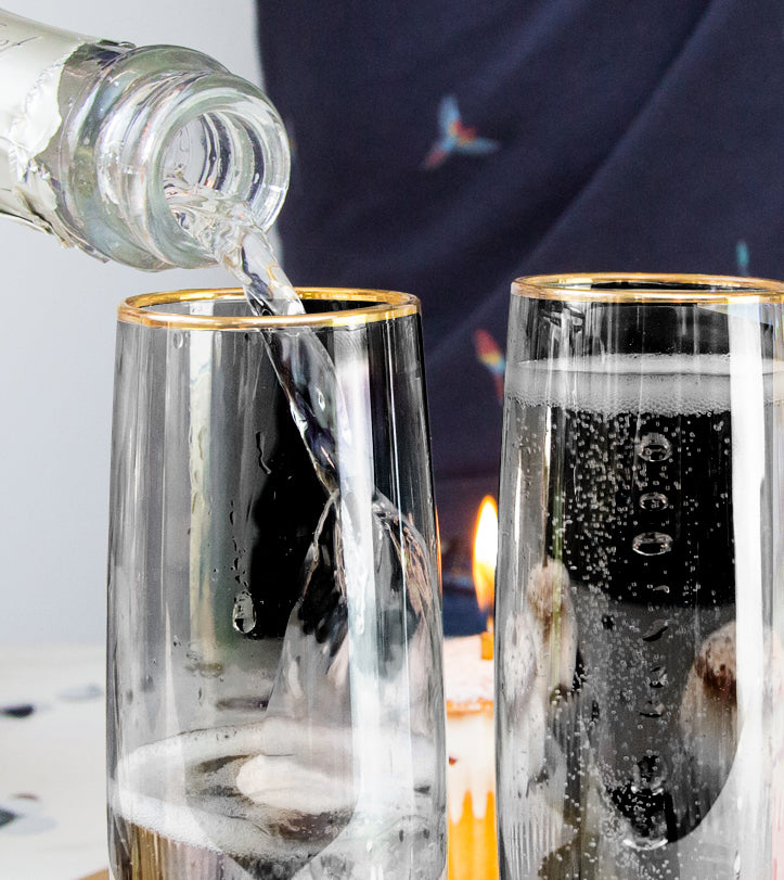 Stemless Black Gold Champagne Glasses Set of 4