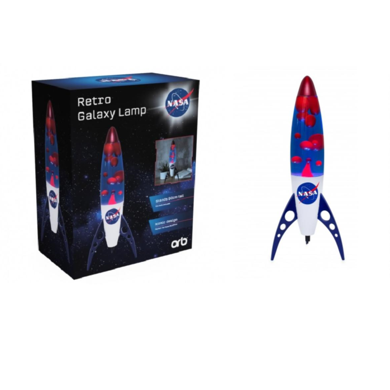 NASA Lava Lamp Retro Galaxy Lamp in Silver Blue and Red