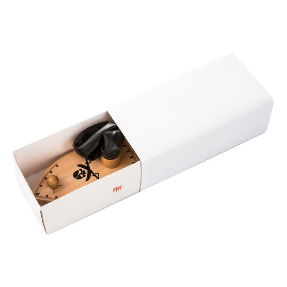 Wooden Boat Balloon Powered Sea Tiger Pirate Speedster in Natural Wood and Black