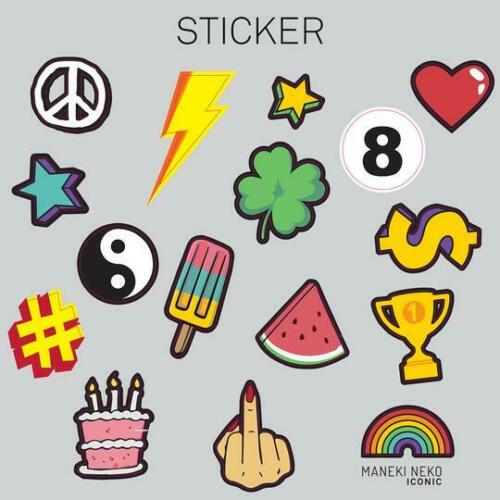 Lucky Cat Waving Arm 'Maneki-Neko' Good Fortune Red DIY Sticker