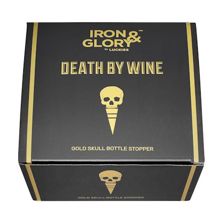 Bottle Stopper Skull in Gold by Iron and Glory - Death by Wine
