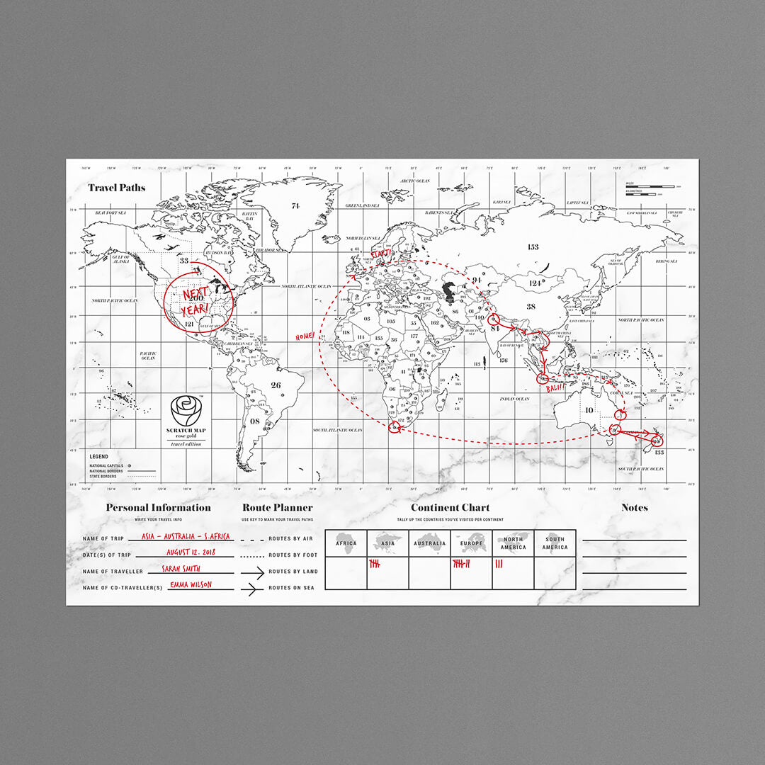 Rose gold mini scratch map travel