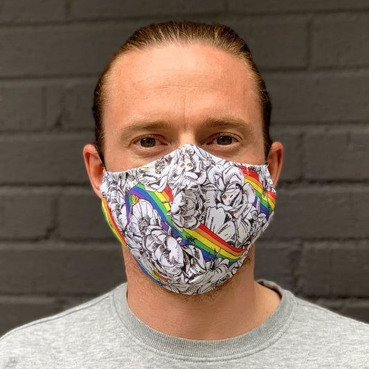 Face Mask Rainbows & Roses Fitted