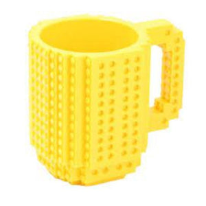 Coffee Mug with Building Blocks Build-on Brick Yellow