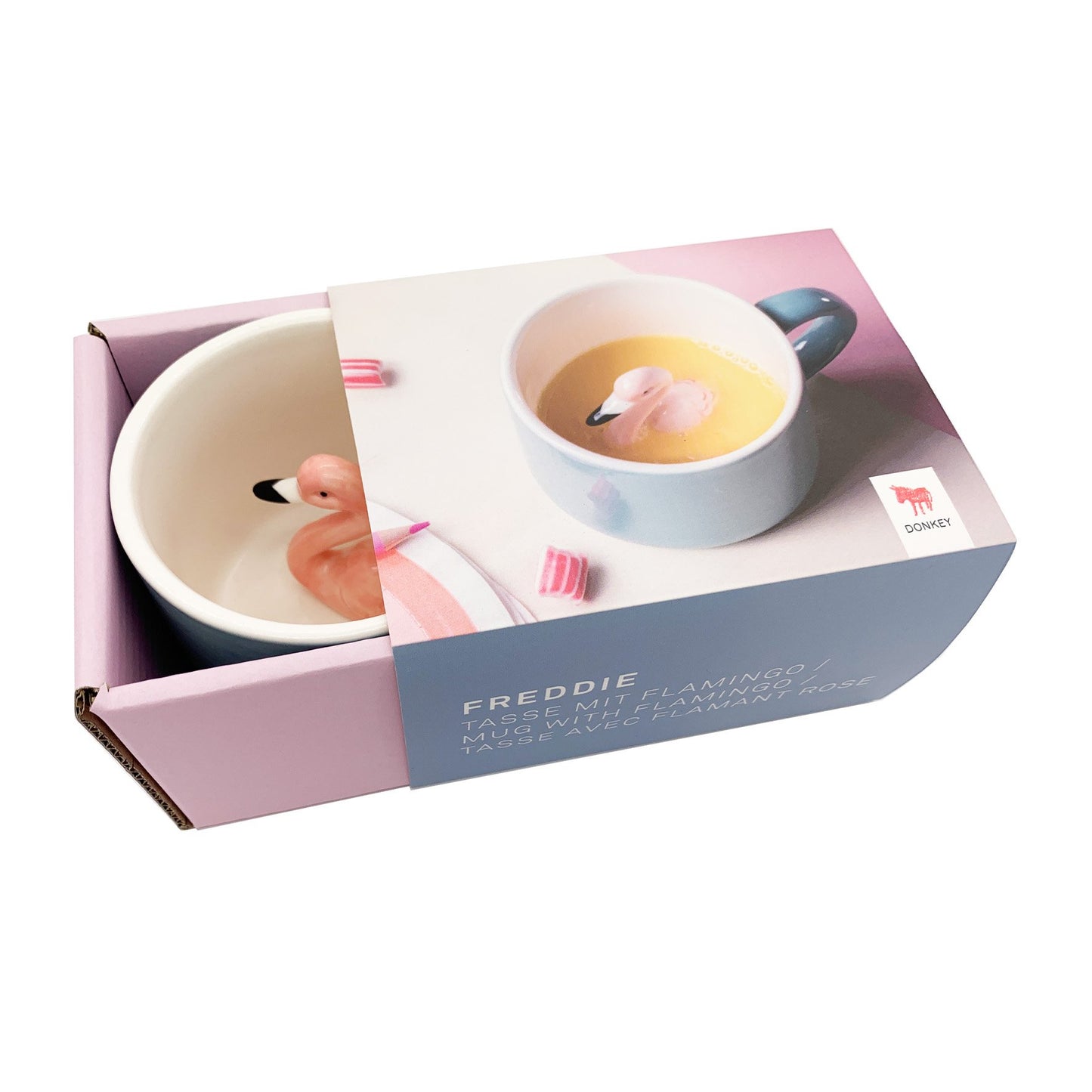 Flamingo Mug Porcelain Animal Bird Inside in Blue