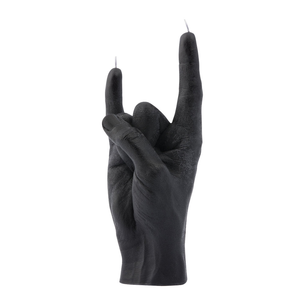 Handmade Candle Hand 'You Rock' Black