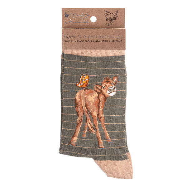 Wrendale Designs 'Flutterly Fabulous' Cow Sock Size 4-7 - Image 1