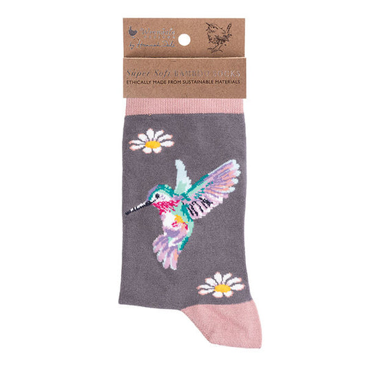 Wrendale Designs 'Wisteria Wishes' Hummingbird Sock Size 4-7 - Image 1