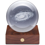 Gingko Amber 3D Laser Engraved Premium Crystal Light with Wooden Walnut Base, LED Lights, Touch Control Button, 4 Light Brightness, USB-C Charging Galaxy - Image 1