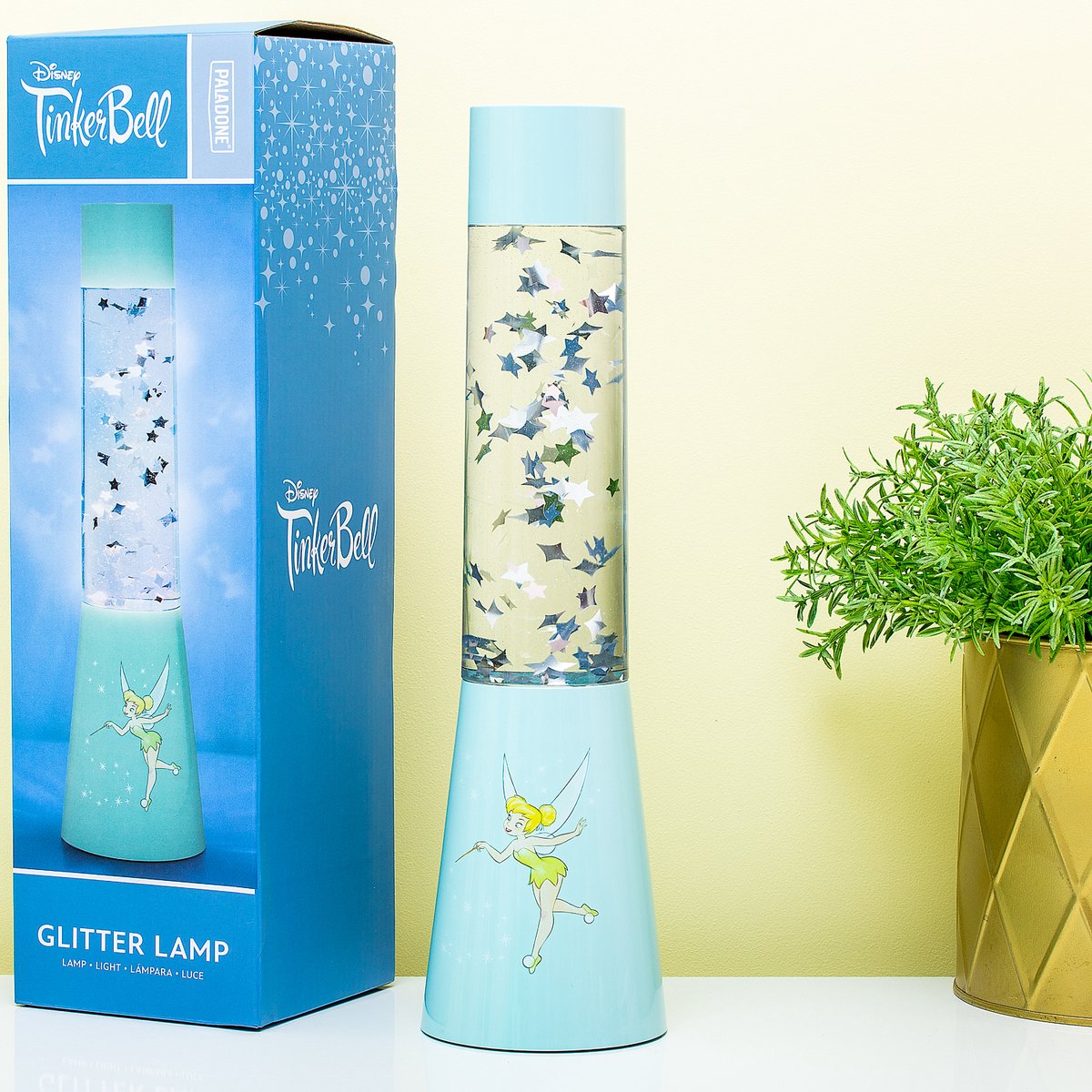 Paladone - Night Light | Tinker Bell | Plastic Flow Lava Lamp Rocket Gaming Glitter Motion Light