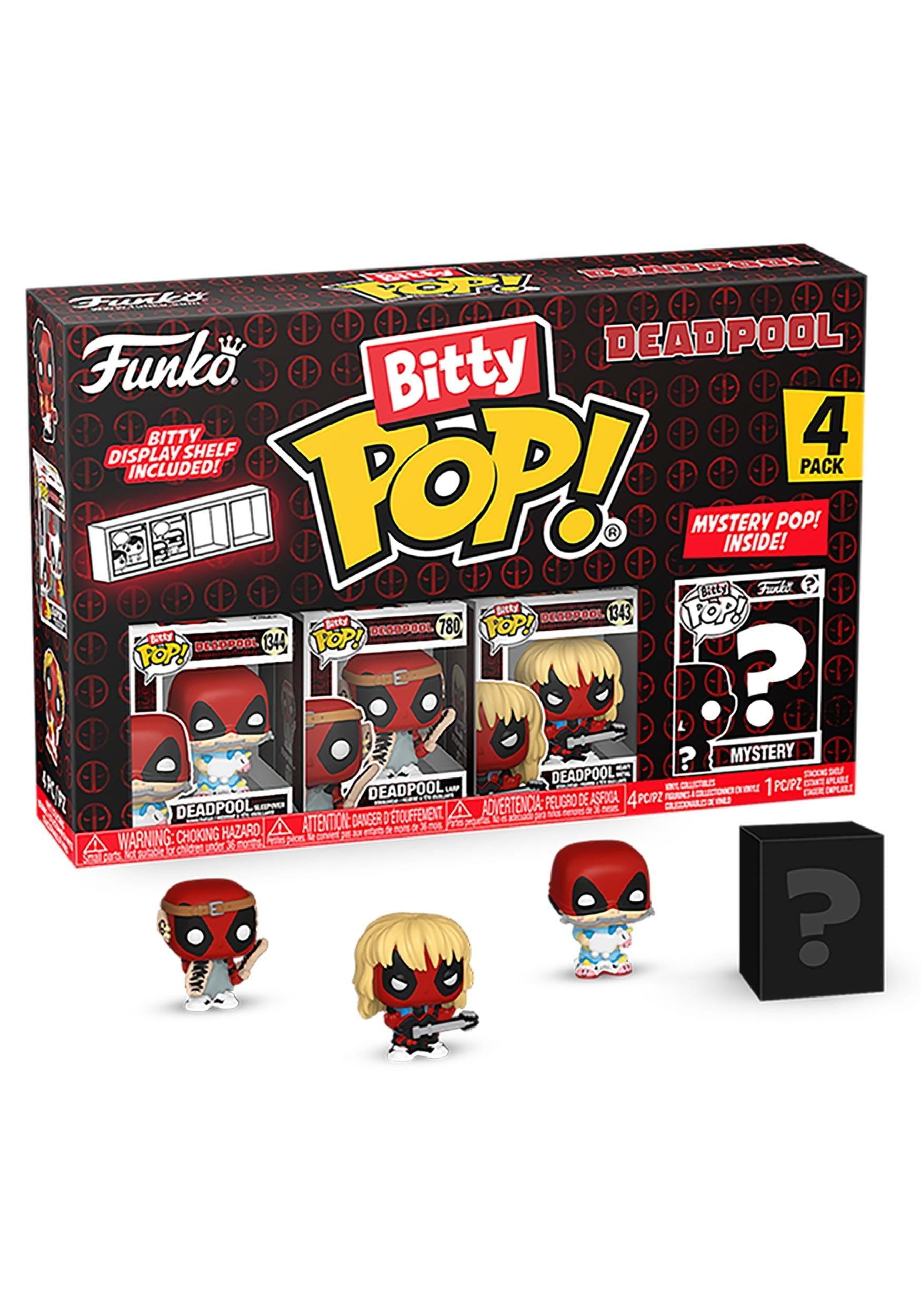 Funko Bitty Pop! Deadpool (Sleepover) Deadpool (Larp) Deadpool (Heavy Metal) and a Mystery Bitty Pop! Figure- 0.9 Inch (2.2 Cm) Collectable - Stack - Image 1