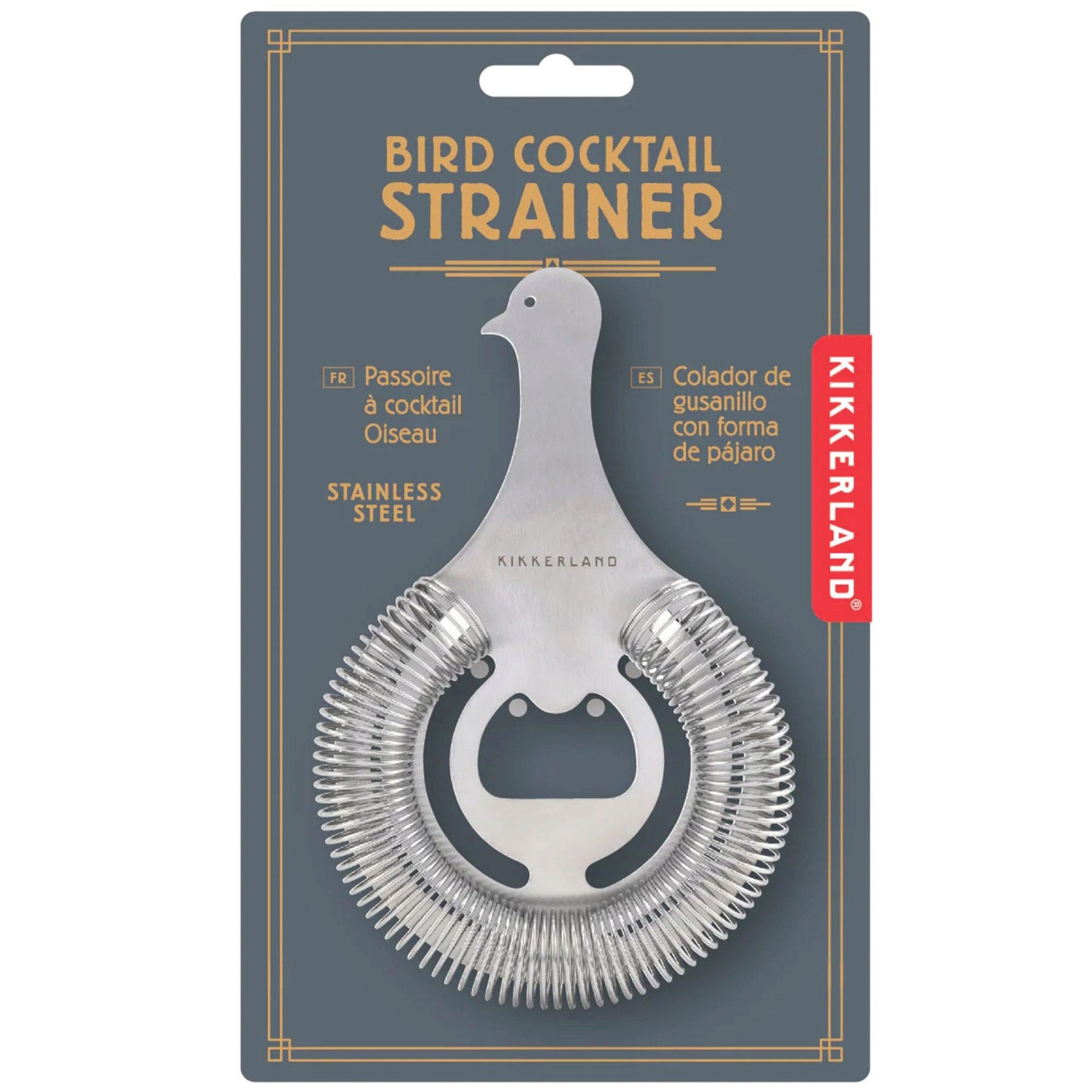 Kikkerland Stainless Steel Bird Cocktail Strainer - Image 1