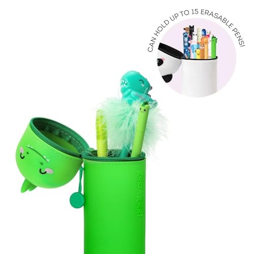 LEGAMI - 2 in 1 Soft Silicone School Pencil Case - Kawaii Dinosaur Shaped Pouch Pen Holder Silicone Zipper Pen Pouch Pencils Markers H 18.5 Cm - Image 2
