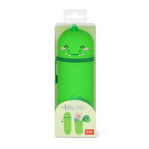 LEGAMI - 2 in 1 Soft Silicone School Pencil Case - Kawaii Dinosaur Shaped Pouch Pen Holder Silicone Zipper Pen Pouch Pencils Markers H 18.5 Cm - Image 5