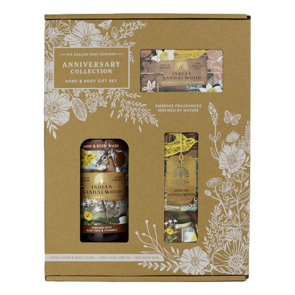 Indian Sandalwood Luxury Scented Vegan Cruelty Free Hand & Body Gift Set Box - Image 1