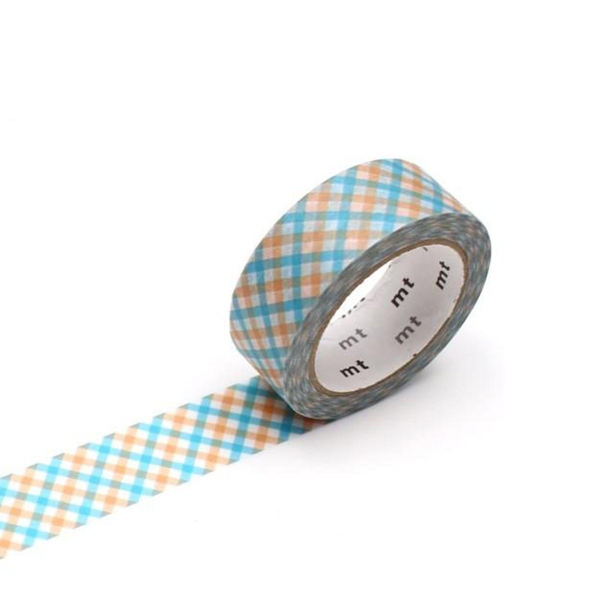 MT Tape - Overlap Checkered Orange - 15mm Washi Tape - Image 1
