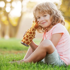 Asobu Kids Bestie Bottles Insulated Stainless Steel Water Bottle with Straw 16oz Brown Giraffe - Image 8