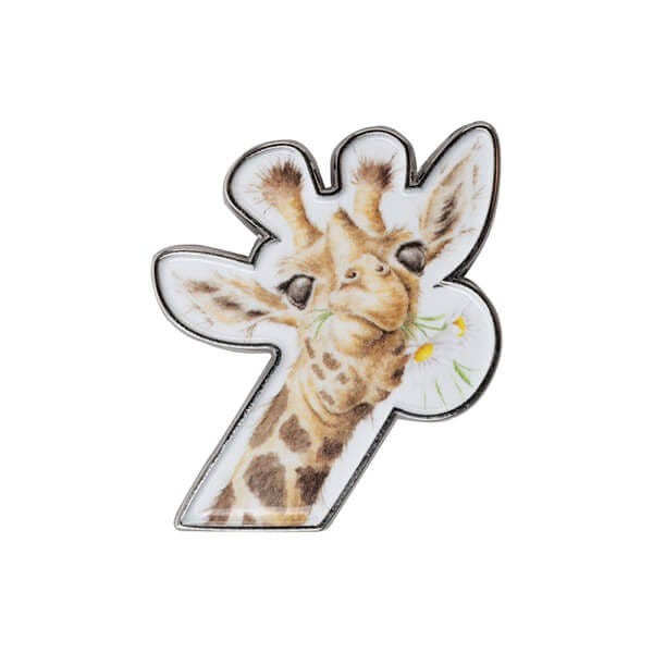  'Flowers' Giraffe Pin Badge - Image 1