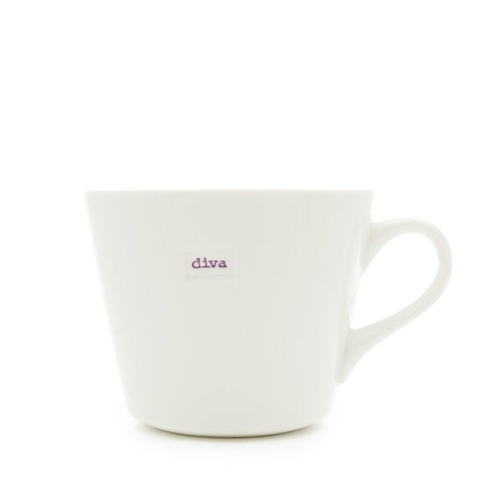 Keith Brymer Jones Word Range 'diva' Bucket Mug, 0.35L - White - Image 1