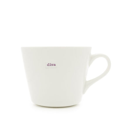 Keith Brymer Jones Word Range 'diva' Bucket Mug, 0.35L - White - Image 1