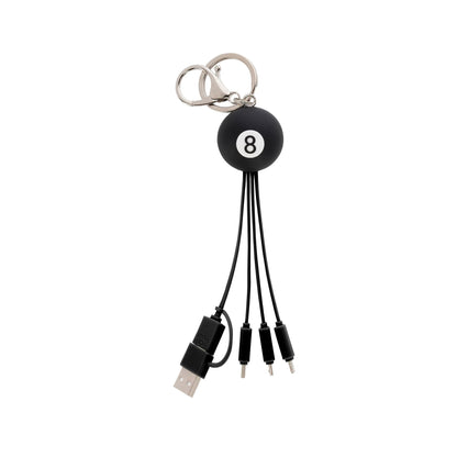 Multiple Link up Charging Cable - Theme 8 Ball with Keychain  - Image 1