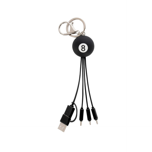 Multiple Link up Charging Cable - Theme 8 Ball with Keychain  - Image 1