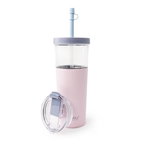 Marina Pastel Pink - 845 ml 2 in 1 Travel Mug with Straw - Image 1