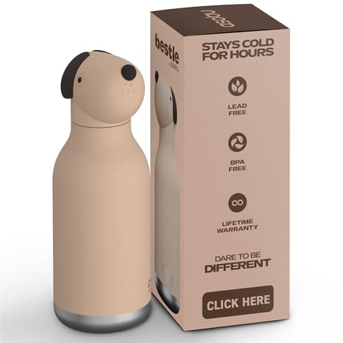 Bestie Brown Dog - 460 ml Insulated Bottle with Straw - Image 1