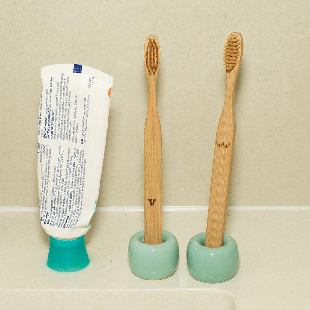His & Hers Nudie Bamboo Compostable Toothbrush - Set of 2 - Image 1
