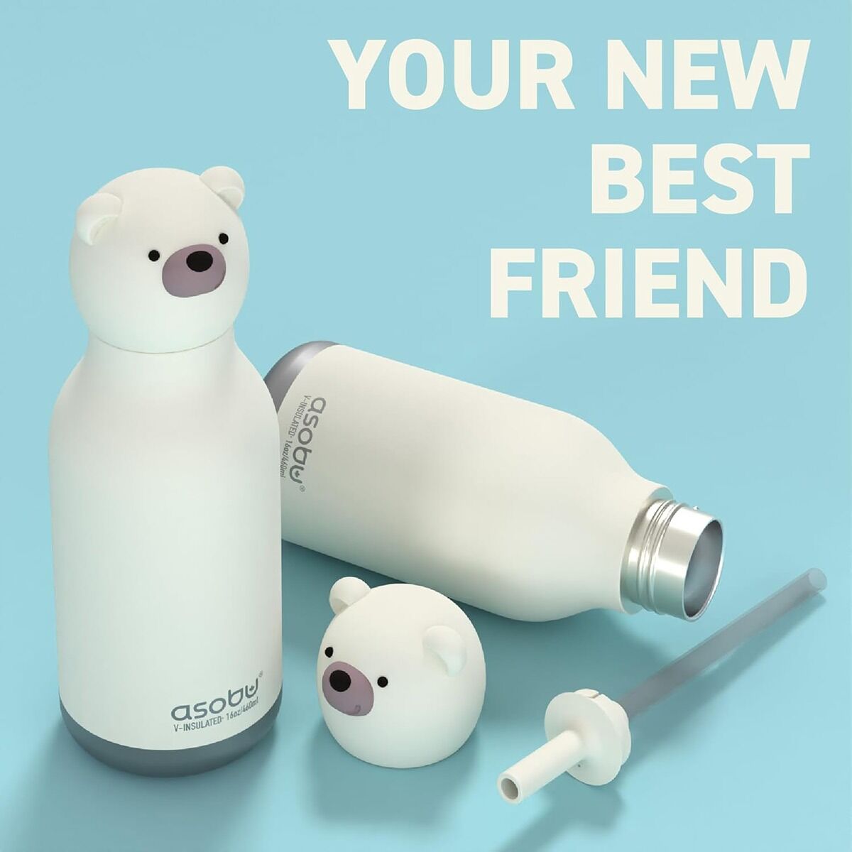Asobu Bestie Thermos for Children Teddy Bear Bestie 460 Ml - Image 3