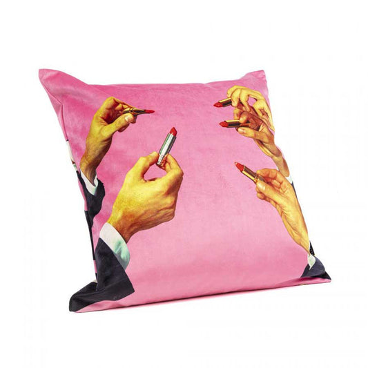 Pink Lipstick Large Graphic Cushion Cover - Image 1