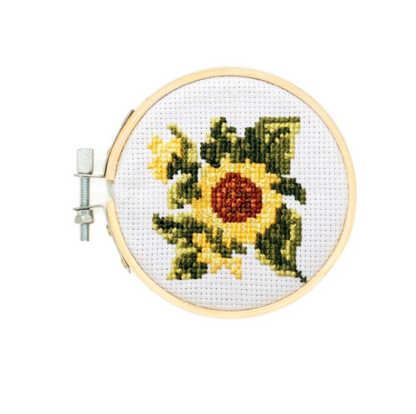 Mini Cross Stitch Embroidery Kit - Sunflower, Cotton - Image 3