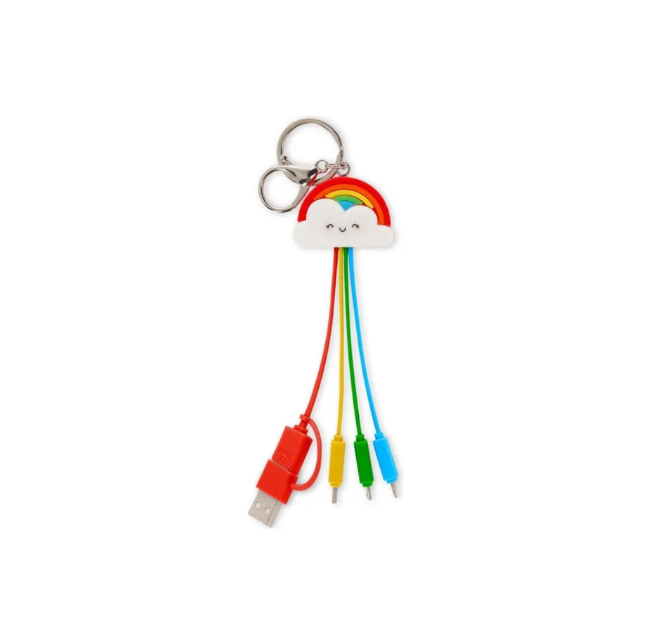 LEGAMI Rainbow Theme Multiple Link up Charging Cable with Keychain 4-in-1 Type-C Micro-USB Lightning Magnetic Compatible with Smartphone Tablet - Image 3