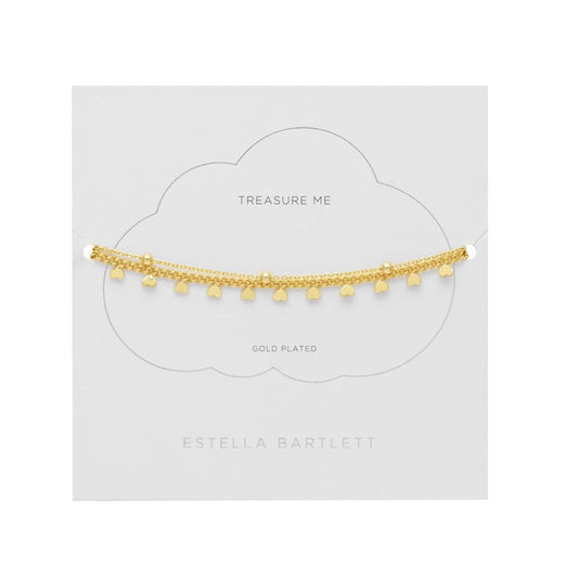 Estella Bartlett | Treasure Me - Heart and Bead Double Chain Bracelet | Gold Plated