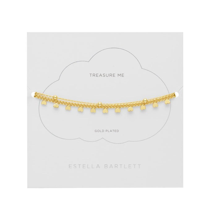 Estella Bartlett | Treasure Me - Heart and Bead Double Chain Bracelet | Gold Plated