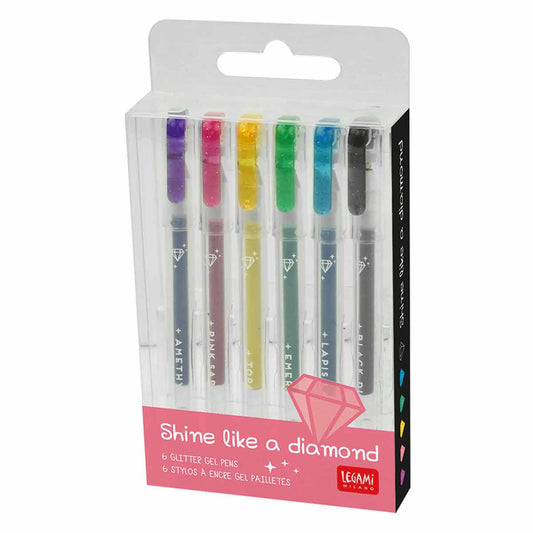 Legami Glitter Mini Gel Pens - Set of 6 - Image 2