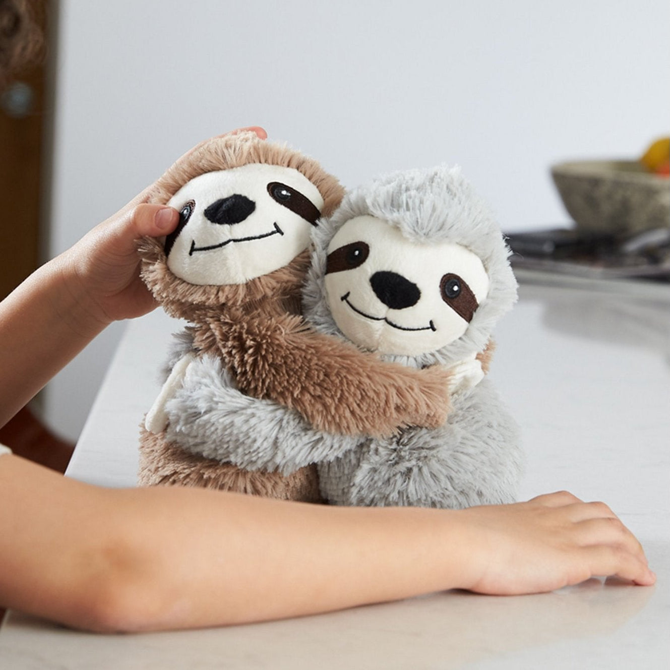 Intelex Unisex Warmies Pair of Microwaveable Sloth Teddies Warming Microwave Soft Toy Microwave Hot Water Bottles - Image 1