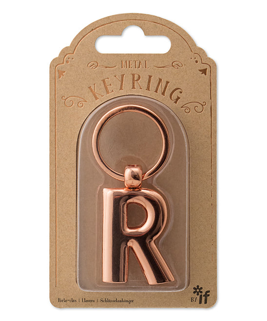 Rose Gold Metal Letter Keyring - R - Image 1
